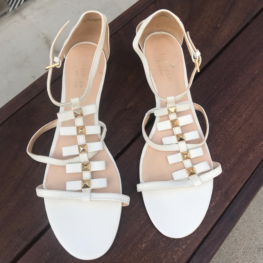 Kate Spade Sandals with Gold Hardware in White